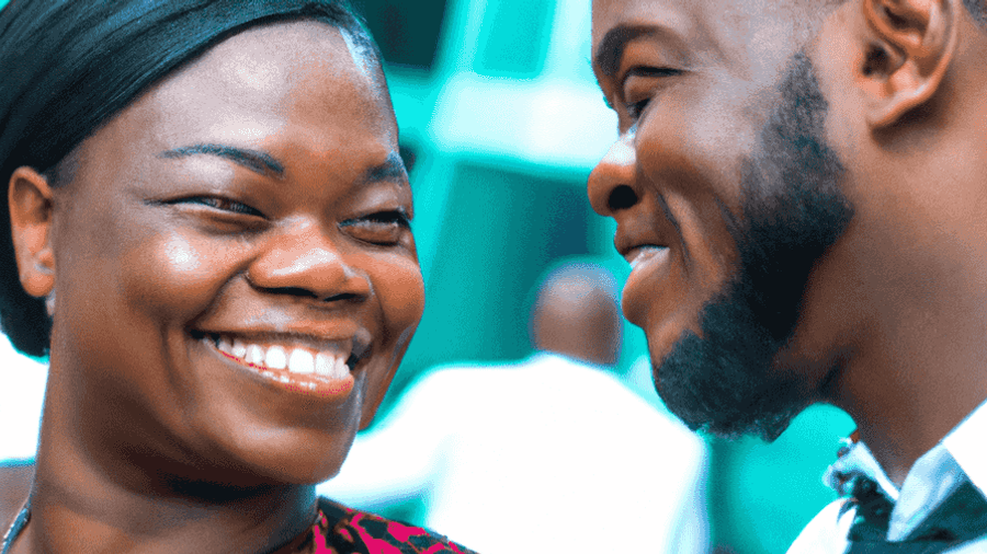 An image of two people smiling and chatting over coffee, showcasing the power of small talk in building relationships.