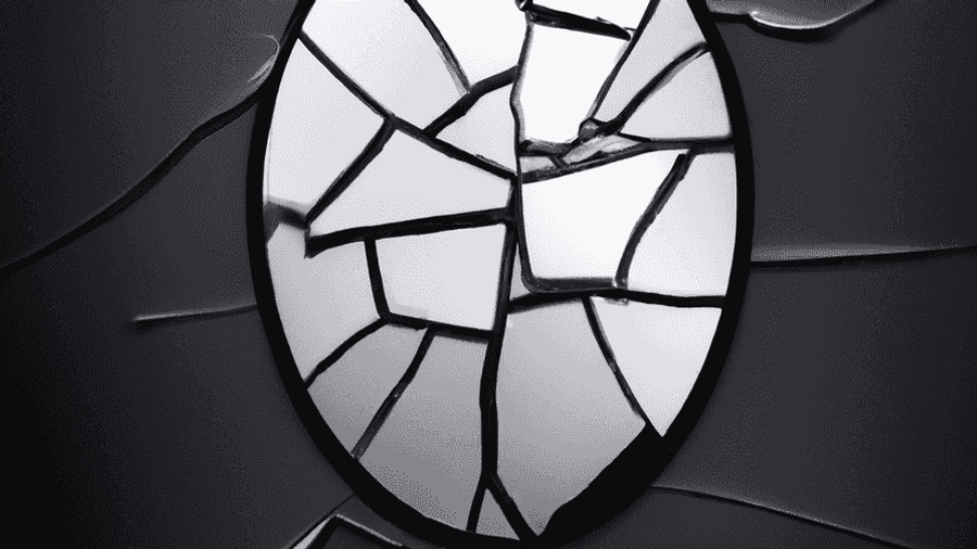 A picture of a cracked mirror reflecting a distorted image, symbolizing the beauty of imperfection.