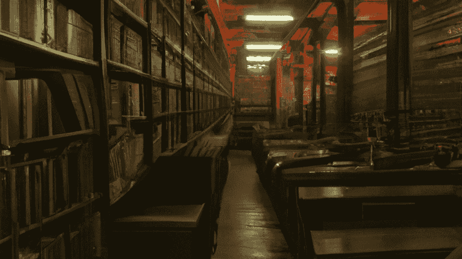 A photo of an old library with shelves of books, showing the beauty of the space.